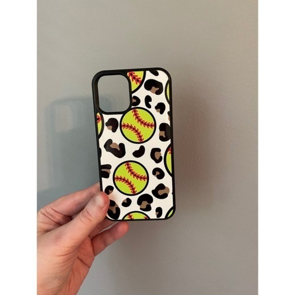 Phone Case iPhone 12 Mini Unisex OS White Softball Leopard Print Sports Graphic